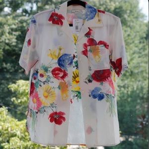 CÉLINE FLORAL SHORT SLEEVE SHIRT WITH POCKET